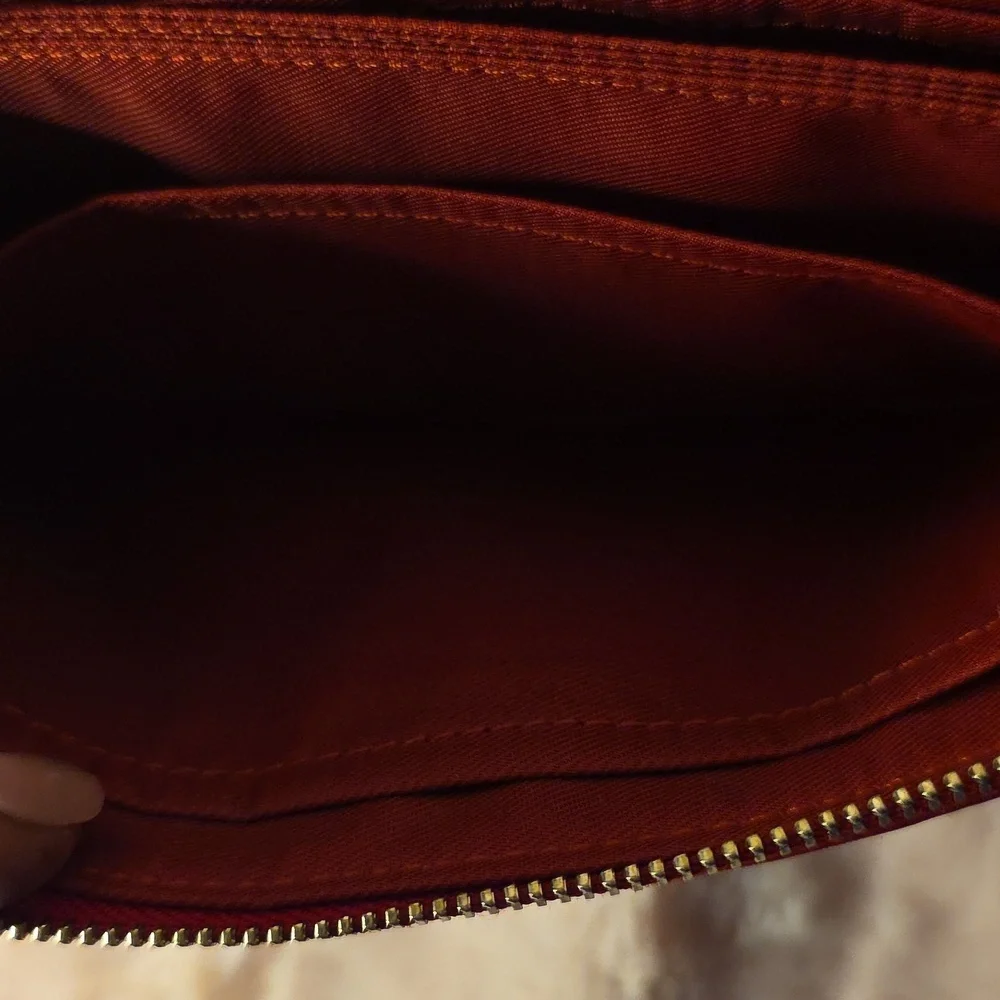 Coach Jacquard And Red Leather Wallet With Strap